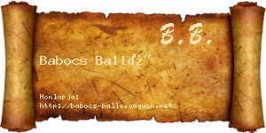 Babocs Balló névjegykártya